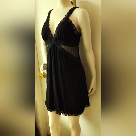 Adore Me Black Lingerie Lounge Slip Dress - Picture 1 of 6